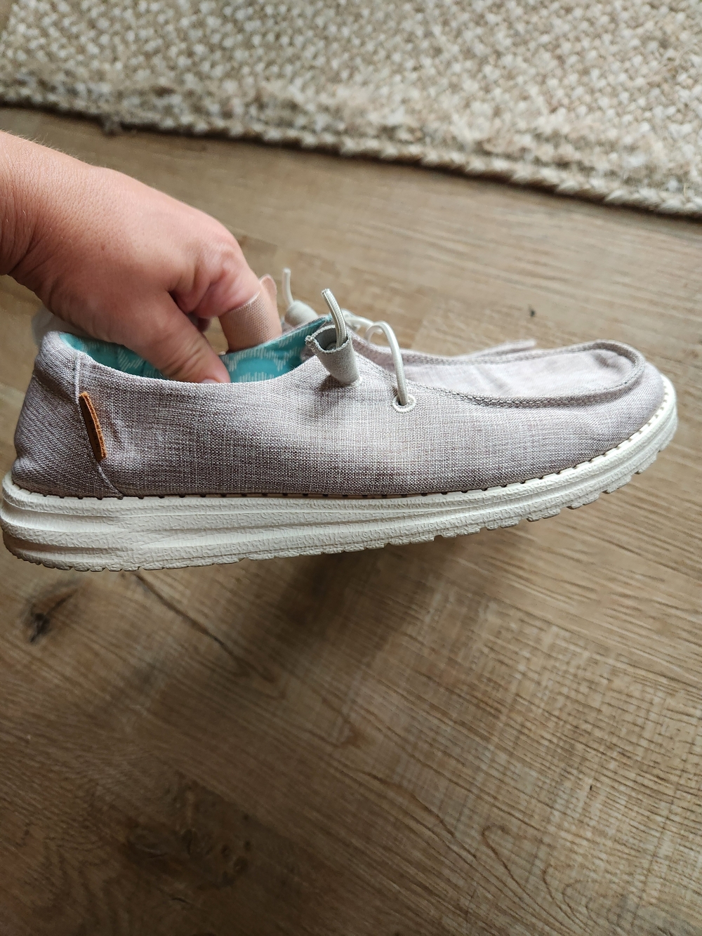 Hey Dude Slip-On in Light Taupe with Mint Lining